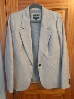 J Crew Parke Blazer In Stretch Linen, Flax Ivory, size 6